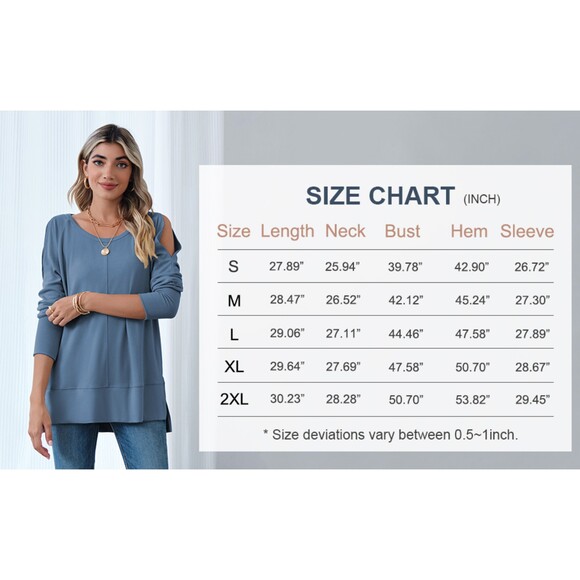 Hongqizo Cold Shoulder Long Sleeve Sweatshirt Casual Side Split Chic SZ XXL:NWOT - Picture 8 of 11
